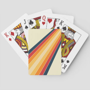 Diagonal colorful retro style sun rays poker cards
