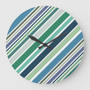 diagonal colorful stripes design large clock