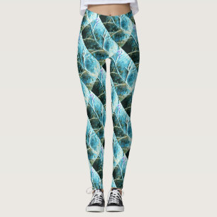diagonal copper leaves verdigris leggings
