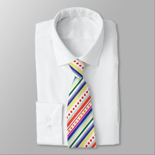 Diagonal Dots and Stripes Neck Tie