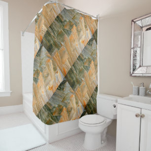 Diagonal dovetailed cabin corner shower curtain