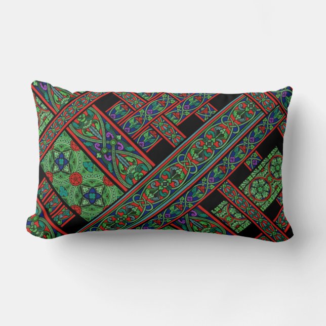 Diagonal Emerald Twilight Lumbar Pillow (Front)