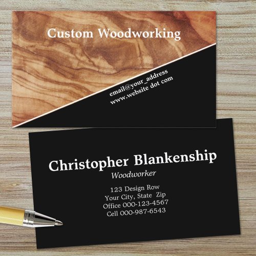 Diagonal Finished Wood Carpentry Profession Business Card