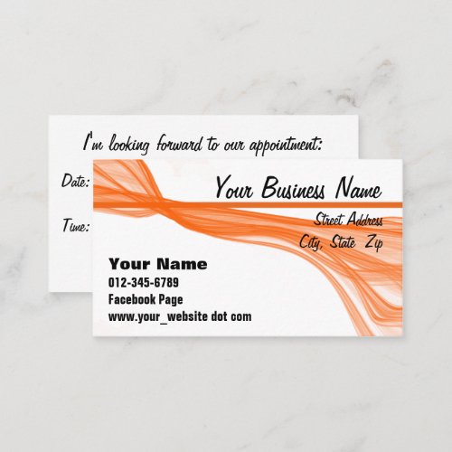 Diagonal Flowing Orange Streaks Appointment Card