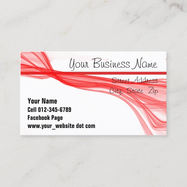 Diagonal Flowing Red Streaks Appointment Card (Front)