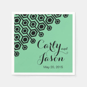 Diagonal Geometric Cocktail mint Paper Napkins