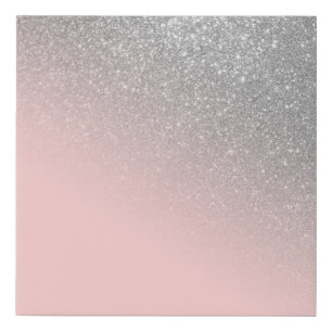 Diagonal Girly Silver Blush Pink Ombre Gradient Faux Canvas Print