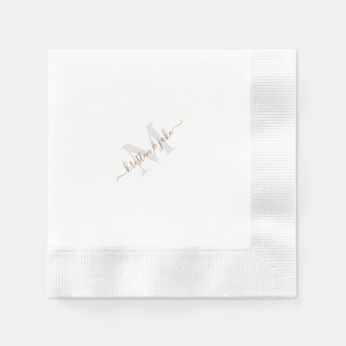 Diagonal Gold  Grey Monogram  Script Names  Napkins