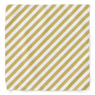 Diagonal golden yellow and white stripes pattern bandana