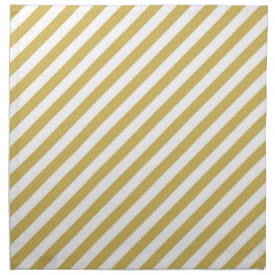 Diagonal golden yellow and white stripes pattern cloth napkin