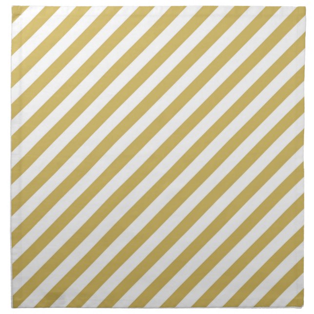 Diagonal golden yellow and white stripes pattern cloth napkin (Front)