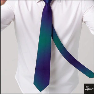 Diagonal Gradient Dark Teal Purple Glitter Neck Tie