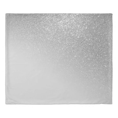 Diagonal Gray Silver Glitter Gradient Ombre Duvet Cover