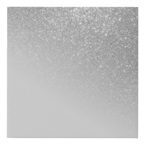 Diagonal Gray Silver Glitter Gradient Ombre Faux Canvas Print