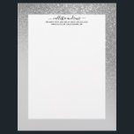 Diagonal Gray Silver Glitter Gradient Ombre Letterhead<br><div class="desc">This elegant and girly design is perfect for the classy and stylish woman. It features a faux printed sparkly silver glitter diagonal gradient ombre on top of a light gray background. It's a unique take on the glitter gradient trend that's currently very popular. It's a pretty, glamorous, modern, and simple...</div>