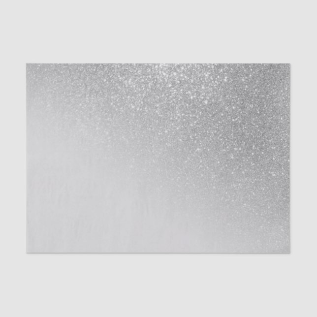 Diagonal Gray Silver Glitter Gradient Ombre Tissue Paper (Front)