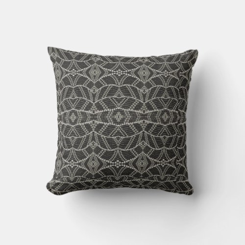 Diagonal Grayish Wavy Spotted Dots Patterned Throw Pillow