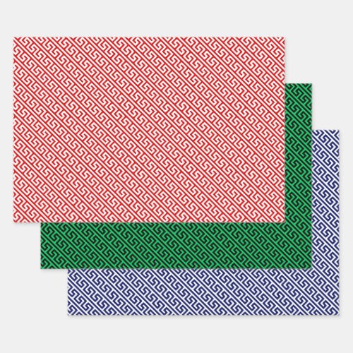 Diagonal Greek Key DIY Pattern  Background Colors Wrapping Paper Sheets