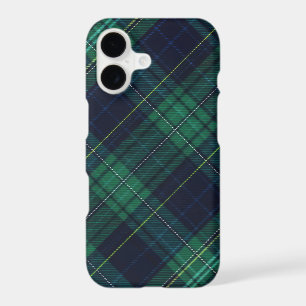 Diagonal Green and Blue Tartan Plaid iPhone 17 Case