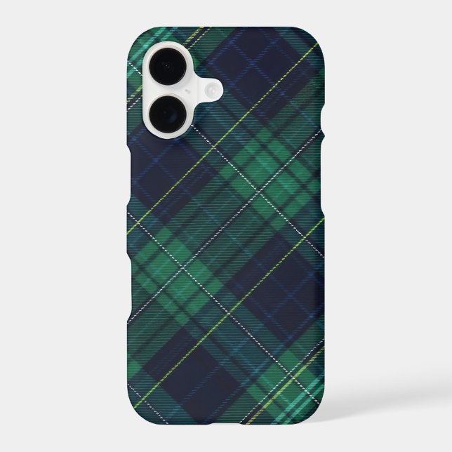 Diagonal Green and Blue Tartan Plaid Case-Mate iPhone Case (Back)