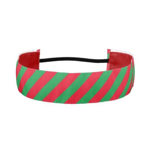 Diagonal Green and Red Striped  Athletic Headband