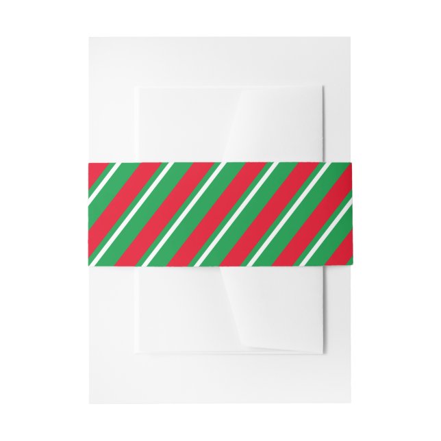 Diagonal Holiday Candy Cane Stripes  Invitation Belly Band (Front Example)