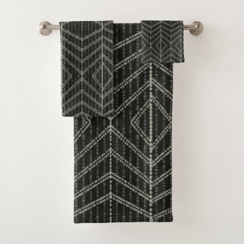 Diagonal Horizontal Vertical Grayish Spotted Dots Bath Towel Set