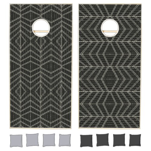 Diagonal Horizontal Vertical Grayish Spotted Dots Cornhole Set