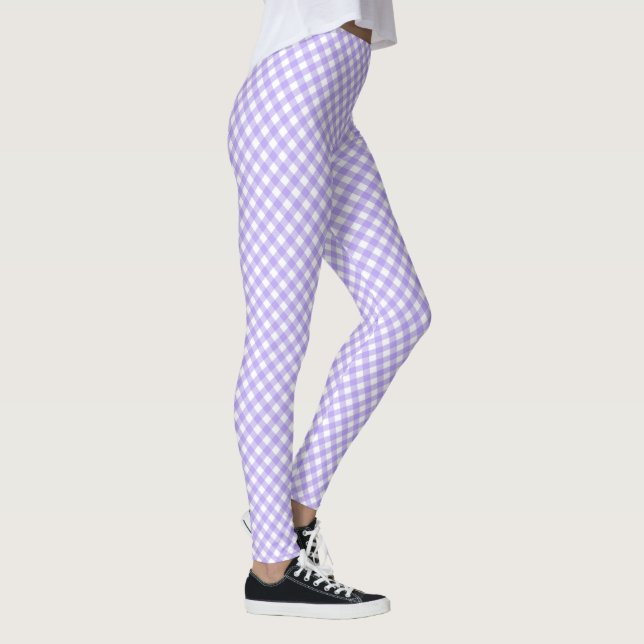 Diagonal Lavender and White Checkerboard Leggings (Right)