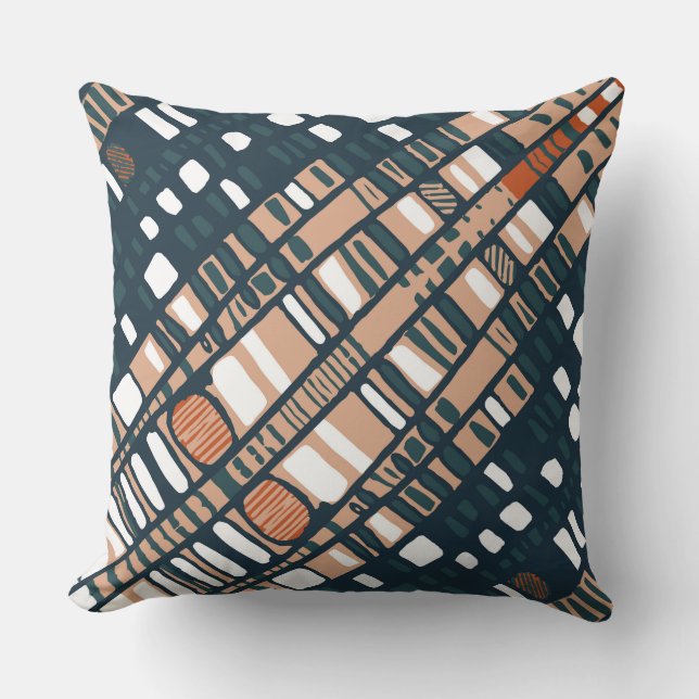 Diagonal layers terracotta throw pillow (Front)