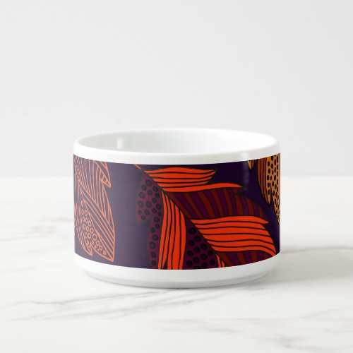 Diagonal Leaves Hand_Drawn Vintage Pattern Bowl