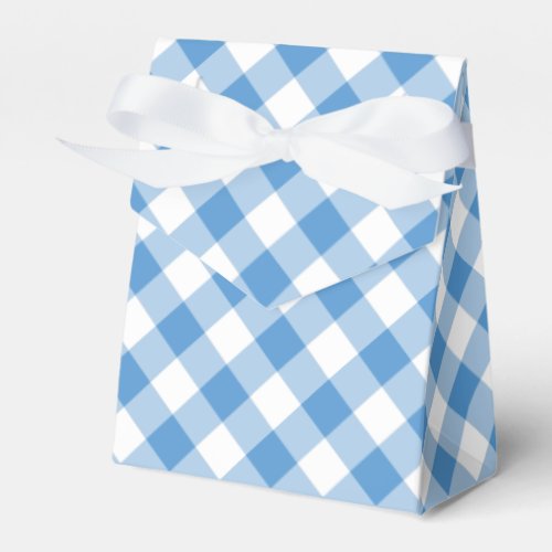 Diagonal Light Blue and White Gingham Plaid Favor Boxes