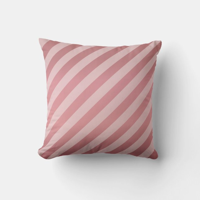 Diagonal Light Dusty Rose  Stripe  Pattern Throw Pillow (Front)