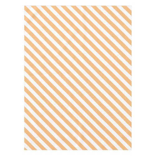 Diagonal Light Orange and White Striped  Tablecloth