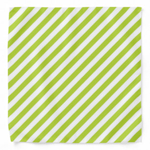 Diagonal lime green and white stripes pattern bandana