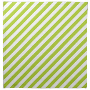 Diagonal lime green and white stripes pattern cloth napkin