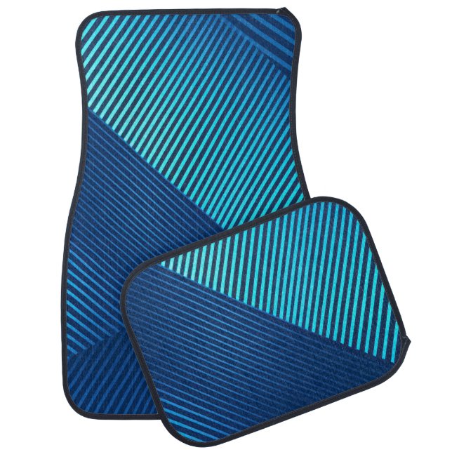 Diagonal lines in blue shades Set of Car Mats (Set)