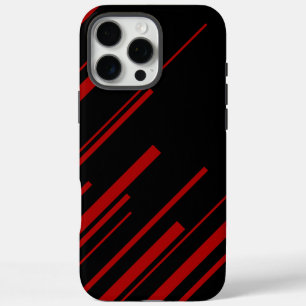 Diagonal Lines in Red and Black iPhone 16 Pro Max Case