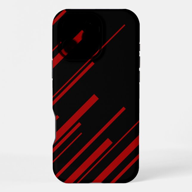Diagonal Lines in Red and Black Iphone Case (Back)