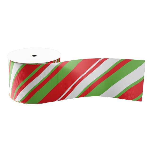 Diagonal lines pattern Christmas Grosgrain Ribbon (Spool)