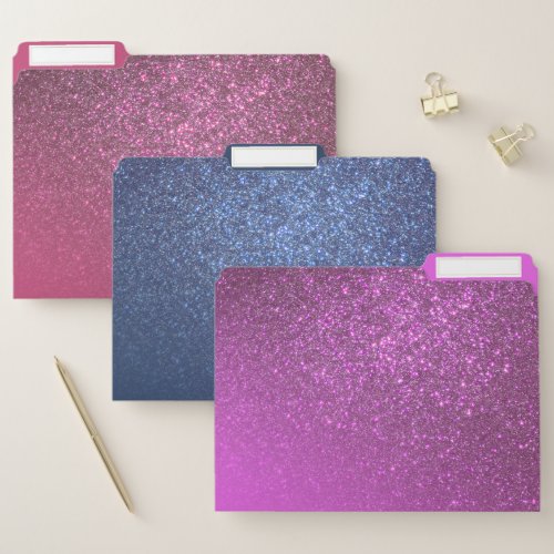 Diagonal Magenta Purple Glitter Gradient Ombre File Folder