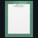Diagonal Mermaid Teal Green Glitter Gradient Ombre Letterhead<br><div class="desc">This elegant and girly design is perfect for the classy and stylish woman. It features a faux printed sparkly mermaid teal green glitter diagonal gradient ombre on top of a mermaid green background. It's a unique take on the glitter gradient trend that's currently very popular. It's a pretty, glamorous, modern,...</div>