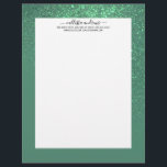 Diagonal Mermaid Teal Green Glitter Gradient Ombre Letterhead<br><div class="desc">This elegant and girly design is perfect for the classy and stylish woman. It features a faux printed sparkly mermaid teal green glitter diagonal gradient ombre on top of a mermaid green background. It's a unique take on the glitter gradient trend that's currently very popular. It's a pretty, glamorous, modern,...</div>