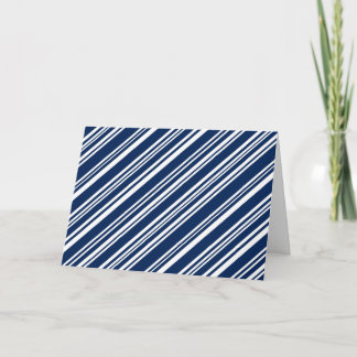 Diagonal Mixed Indigo and White Stripes Letterpress Thank You Card
