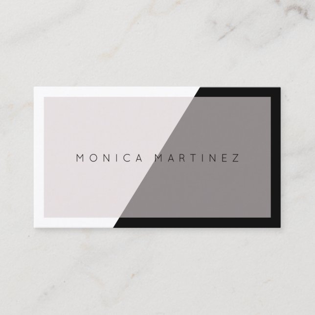 Diagonal modern elegant split pearl black business card (Front)