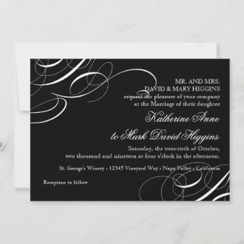 Diagonal Modern Vintage Calligraphy Swirl Invites by AudreyJeanne at Zazzle