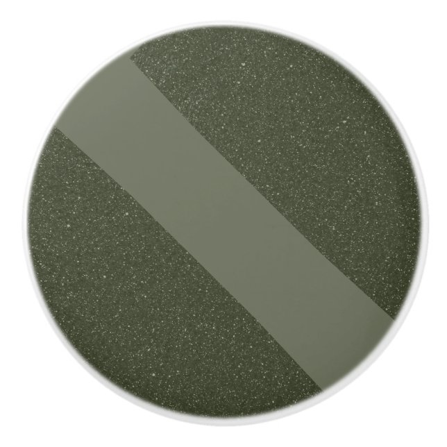 Diagonal Moss Green Ceramic Knob – Customizable (Front)