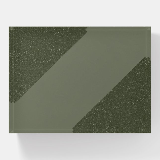 Diagonal Moss Green Paperweight – Geometric Style (Front)
