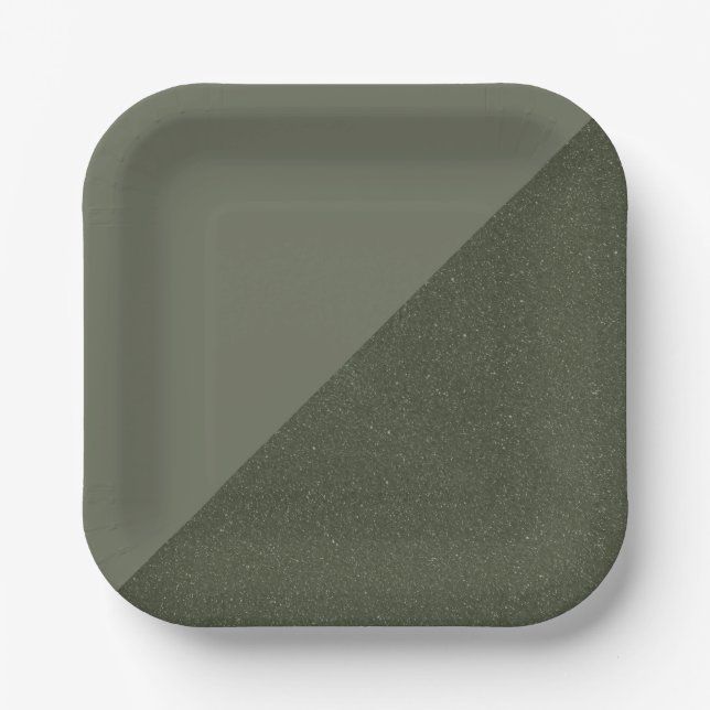 Diagonal Moss Green Party Plate (Front)