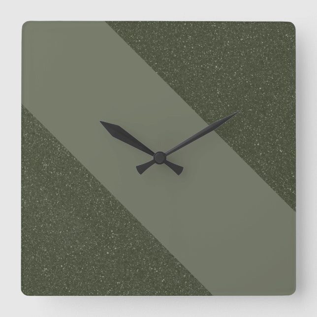 Diagonal Moss Green Stripe Wall Clock (Front)